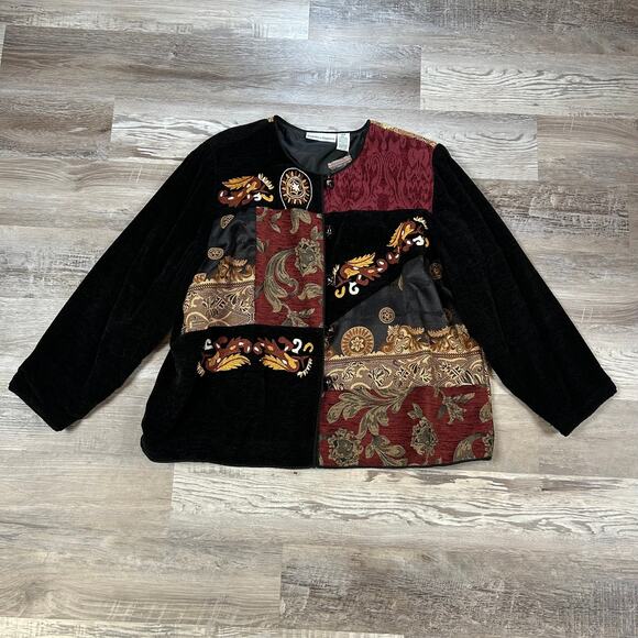 NWT Draper’s & Damon’s Tapestry Patchwork Jacket Black Multi Lined Size 3X - Picture 1 of 8